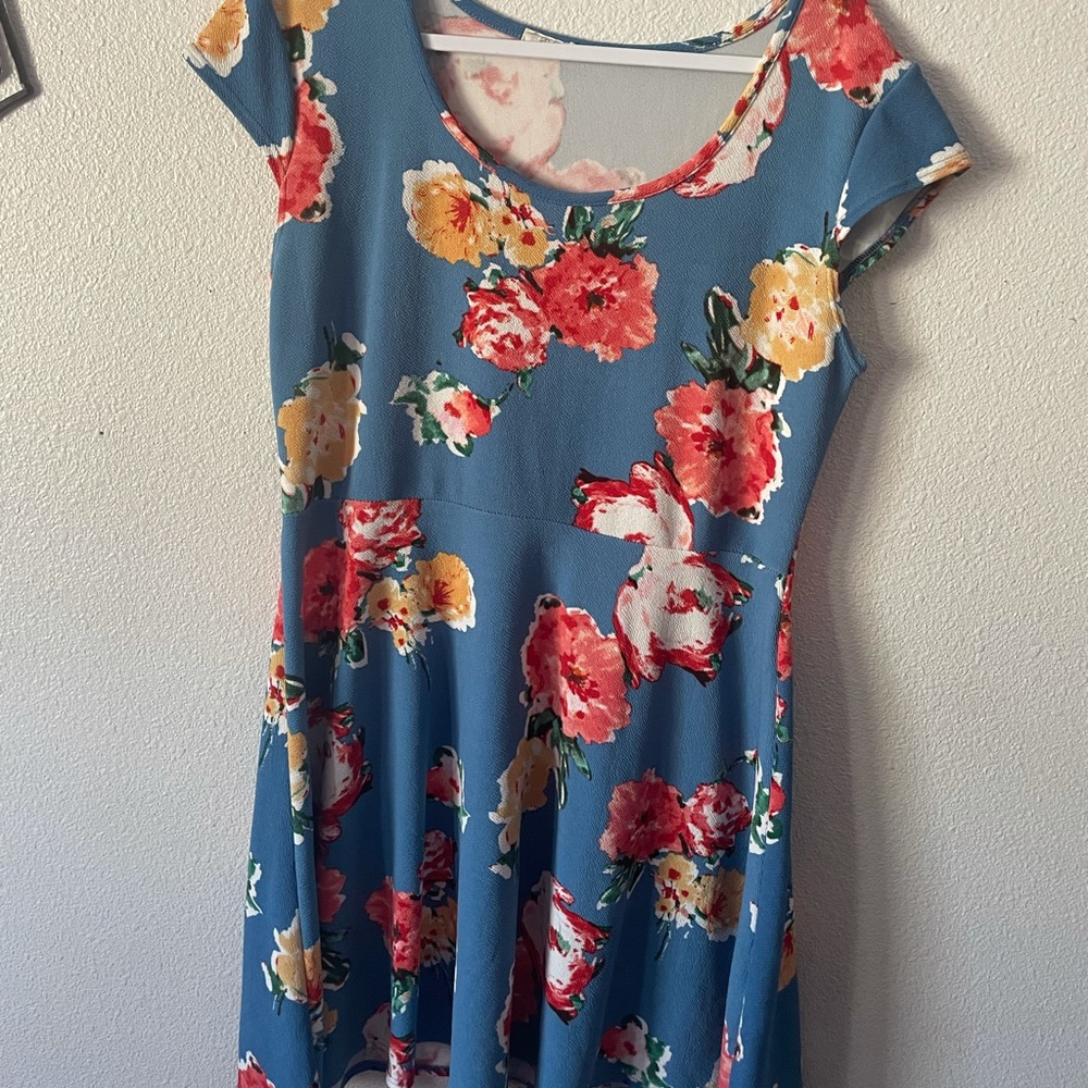 Blue plus size floral dress